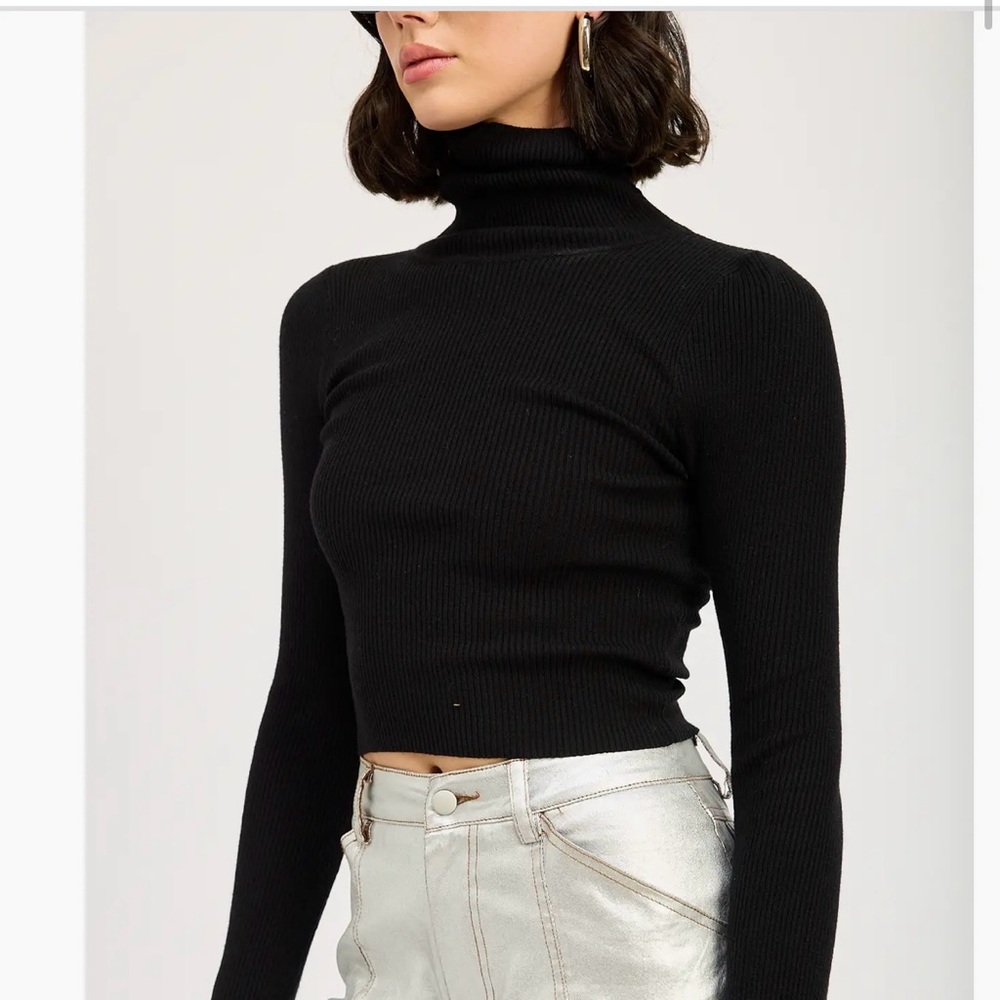 Black Turtleneck Ribbed Sweater